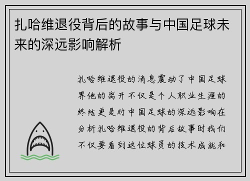 扎哈维退役背后的故事与中国足球未来的深远影响解析