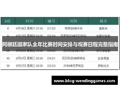 阿根廷国家队全年比赛时间安排与观赛日程完整指南